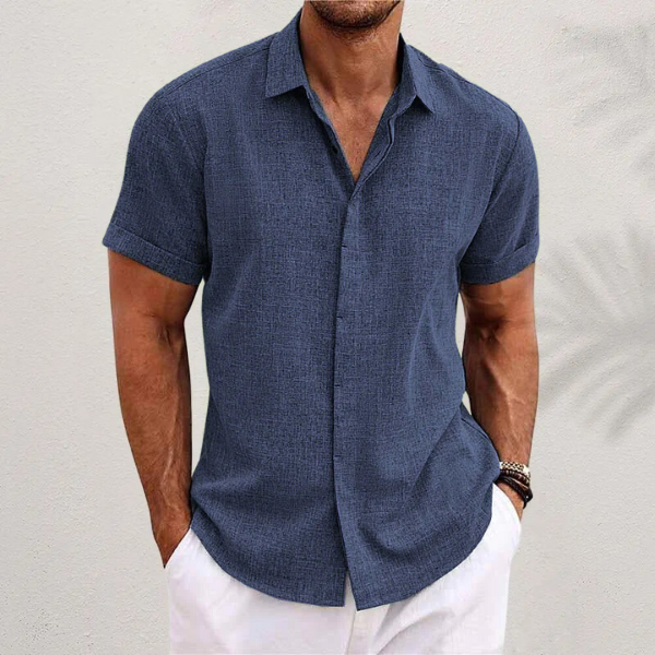 Santos Men's Short Sleeve Shirt | Premium Cotton and Linen Blend 3