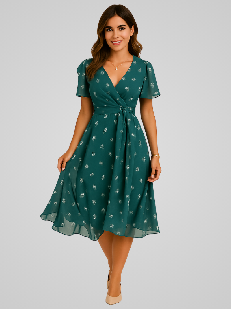 Selina – Airy Midi Dress with V-neck 0