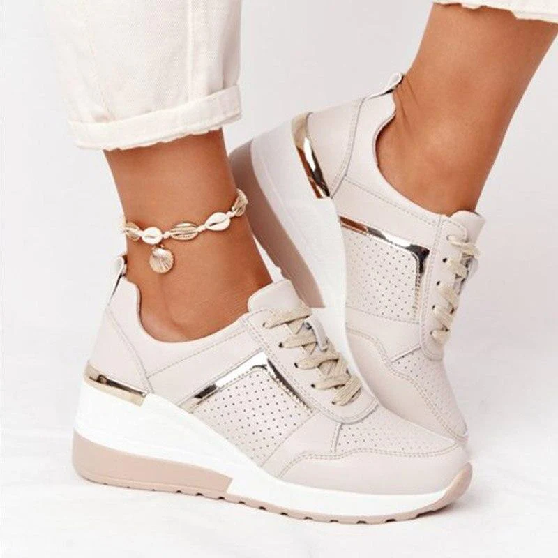 Selvona | Sneakers with Wedge Heel and Metallic Accents 0