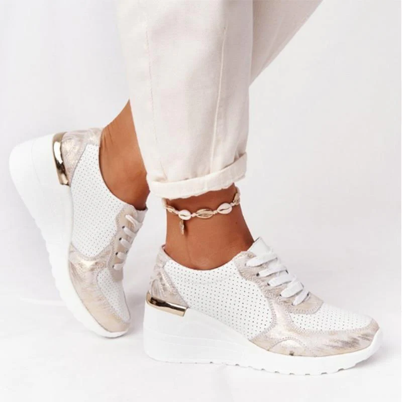 Selvona | Sneakers with Wedge Heel and Metallic Accents 6