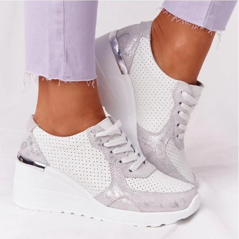 Selvona | Sneakers with Wedge Heel and Metallic Accents 8