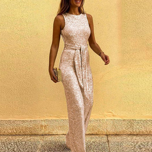 Serenna | Seductive Glitter Jumpsuit with Open Back and Shoulders 1