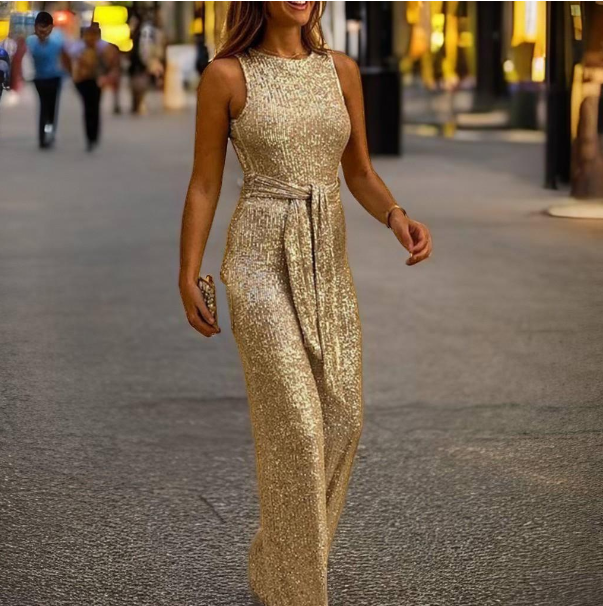 Serenna | Seductive Glitter Jumpsuit with Open Back and Shoulders 2