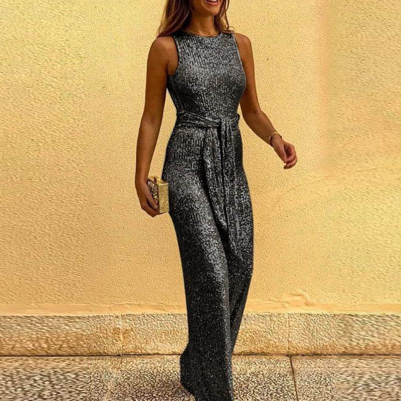 Serenna | Seductive Glitter Jumpsuit with Open Back and Shoulders 3