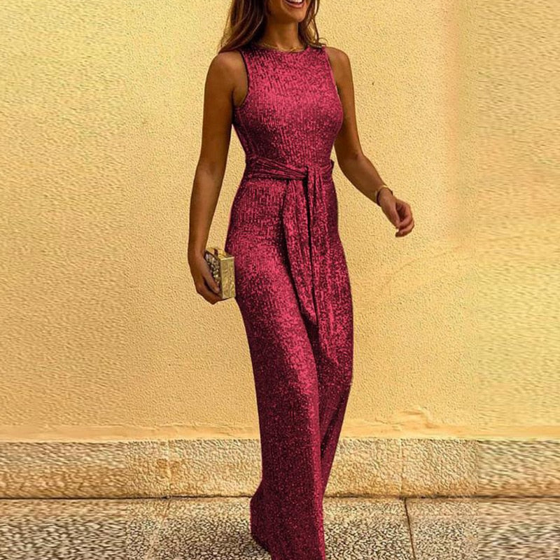 Serenna | Seductive Glitter Jumpsuit with Open Back and Shoulders 4