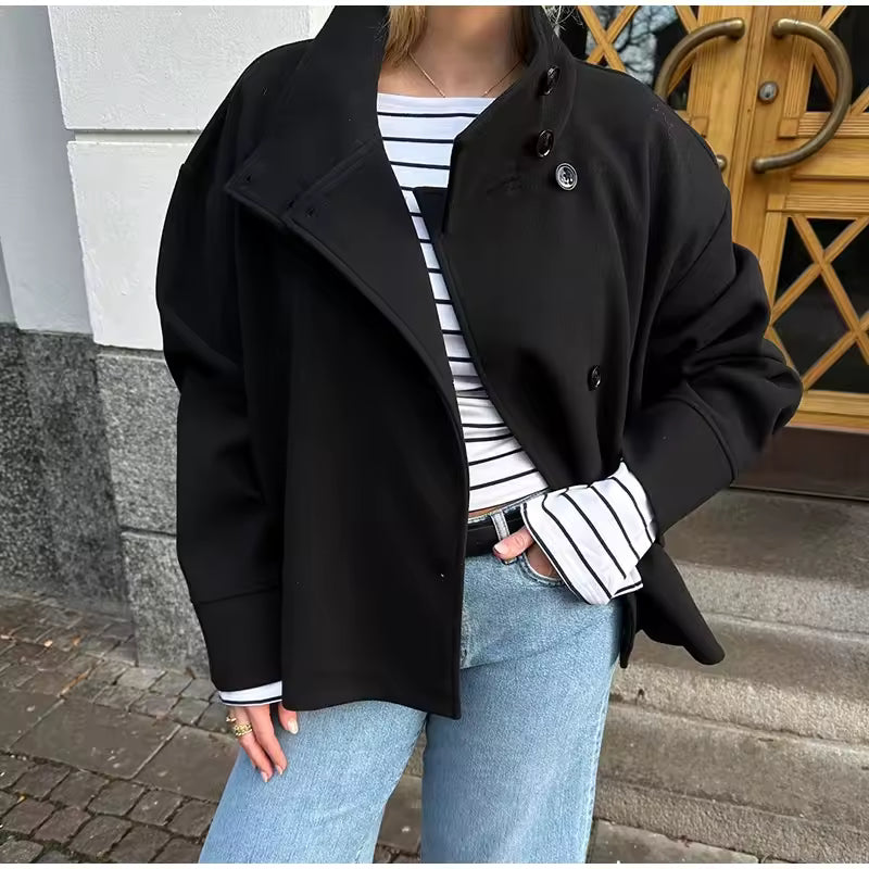 Short women's coat with double-breasted design | Elegant and versatile coat 4