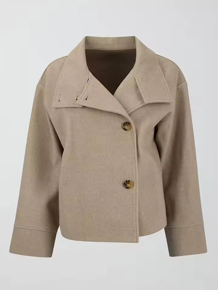Short women's coat with double-breasted design | Elegant and versatile coat 8