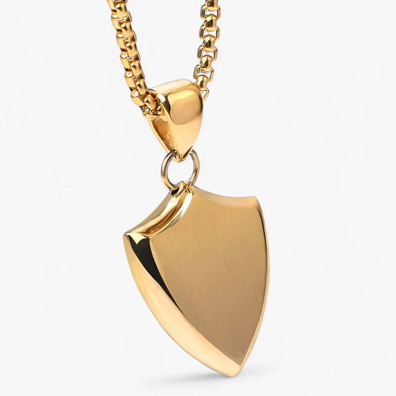 Sleek Men's Necklace | Stainless Steel Shield Pendant 3
