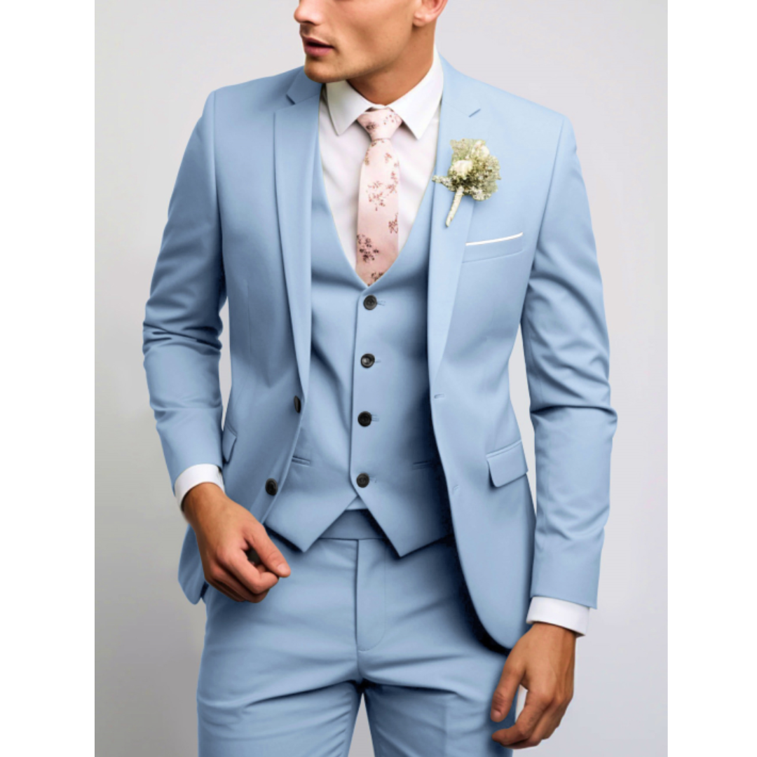 Sleek Men's Suit | 3-Piece Slim Fit Wedding Suit, Light Gray 0