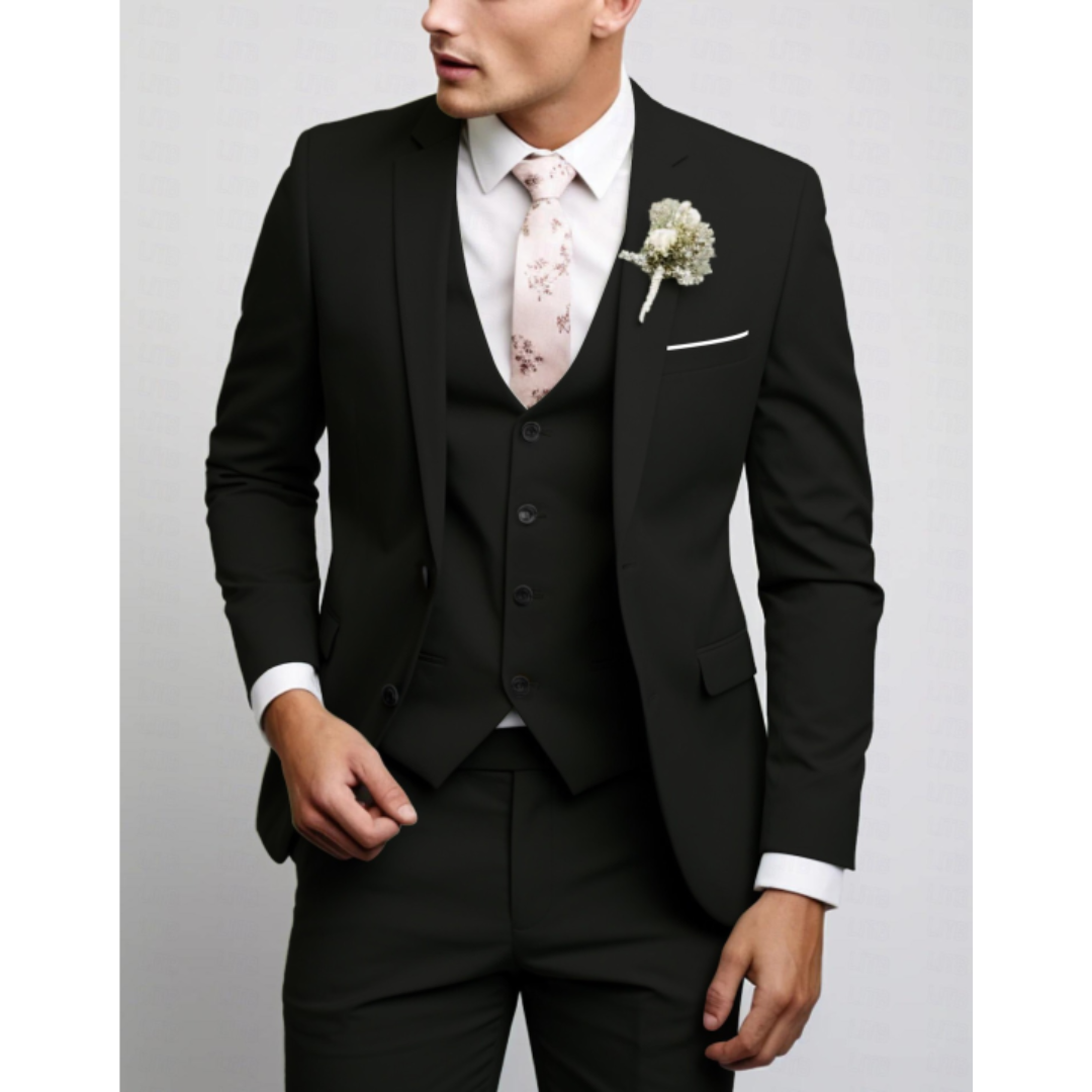 Sleek Men's Suit | 3-Piece Slim Fit Wedding Suit, Light Gray 1