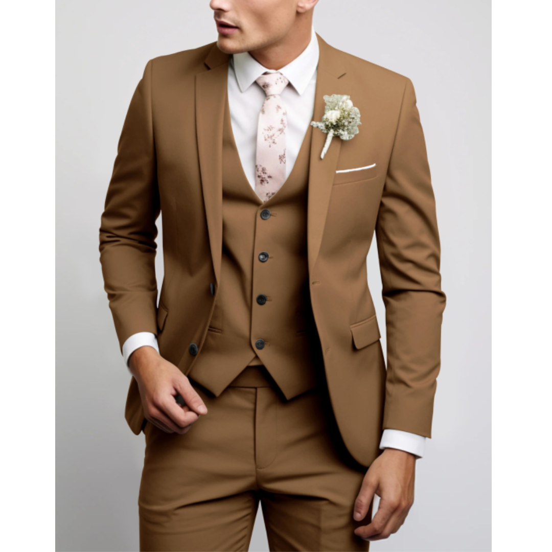 Sleek Men's Suit | 3-Piece Slim Fit Wedding Suit, Light Gray 2
