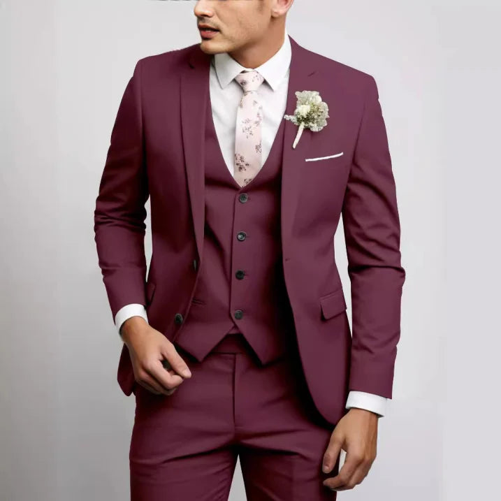 Sleek Men's Suit | 3-Piece Slim Fit Wedding Suit, Light Gray 3