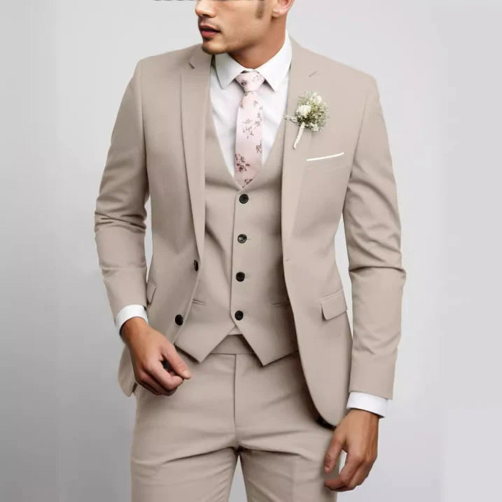 Sleek Men's Suit | 3-Piece Slim Fit Wedding Suit, Light Gray 4