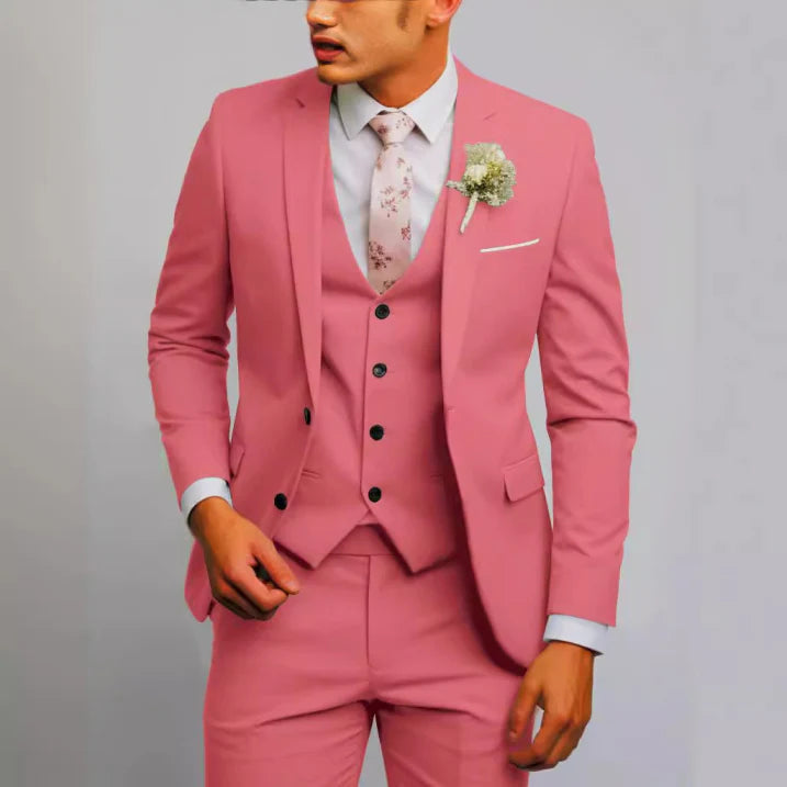 Sleek Men's Suit | 3-Piece Slim Fit Wedding Suit, Light Gray 7