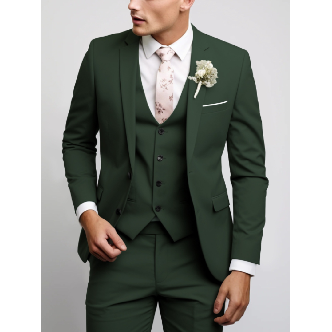 Sleek Men's Suit | 3-Piece Slim Fit Wedding Suit, Light Gray 8