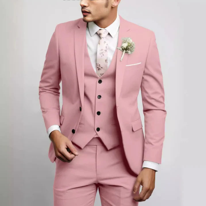 Sleek Men's Suit | 3-Piece Slim Fit Wedding Suit, Light Gray 9