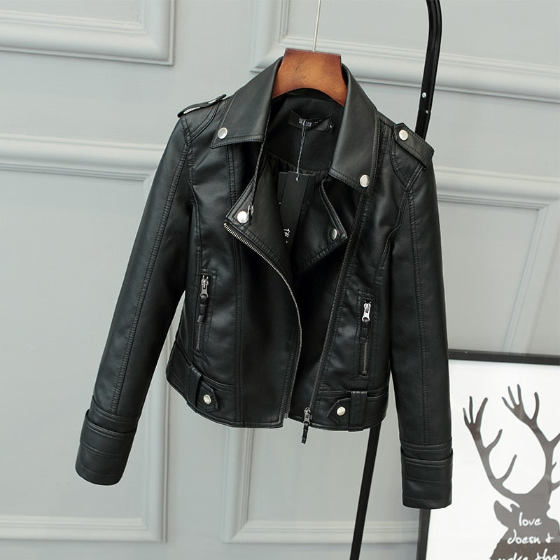 Sleek Women's Motorcycle Jacket | Slim Fit PU 0
