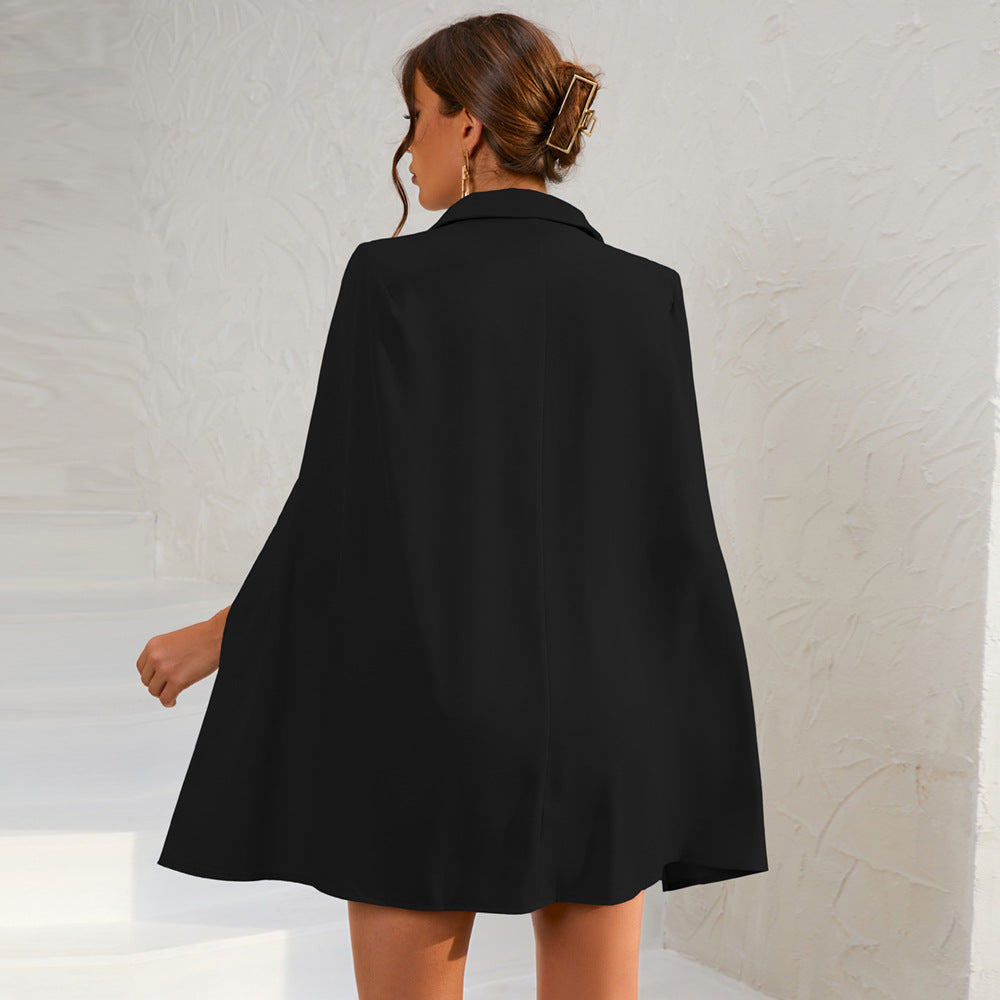 Sloane | Black Cape Blazer Dress with Gold Details 4