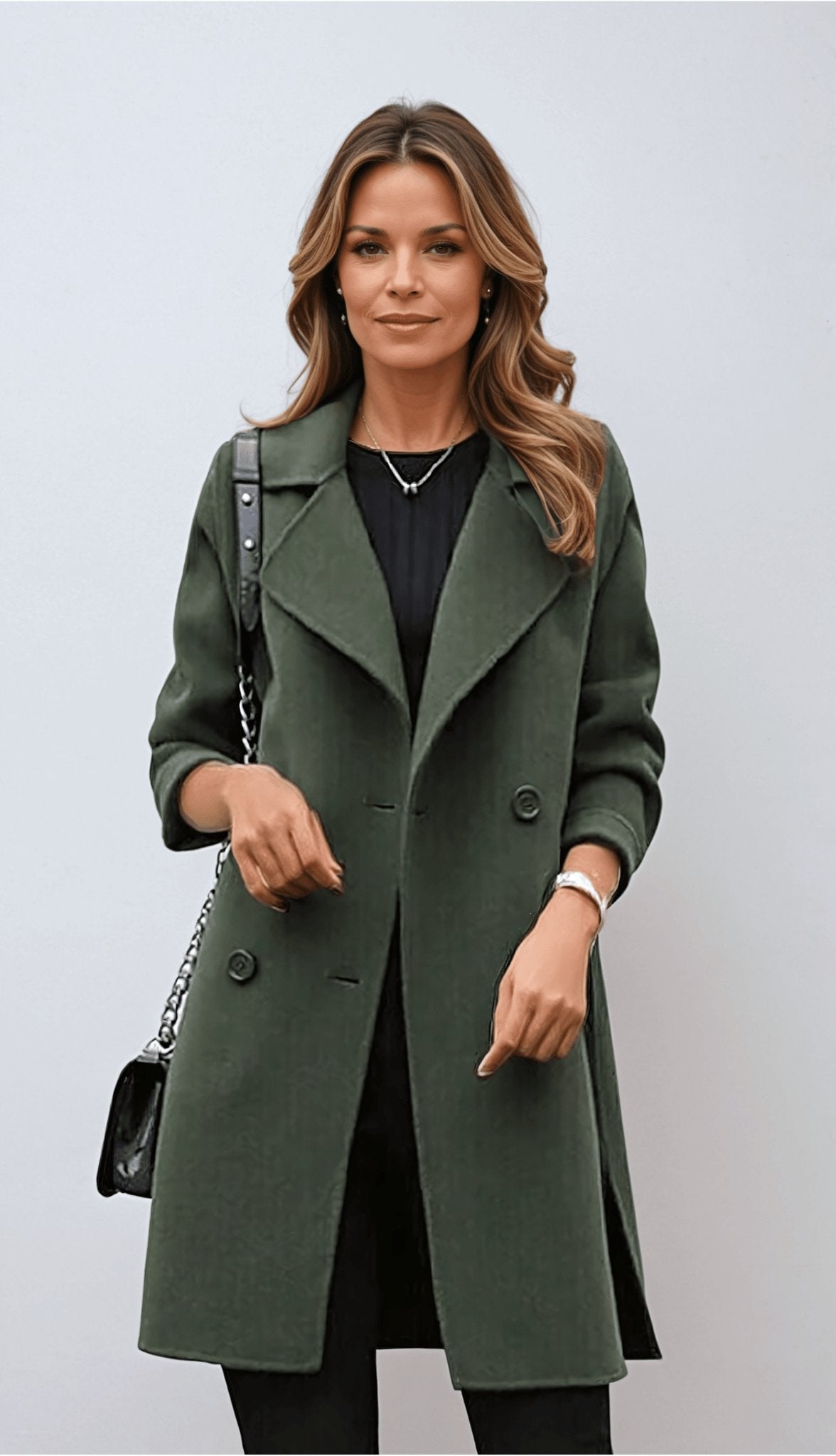 Sofie Women's Trench Coat | Timeless Design, Fitted, Black 1