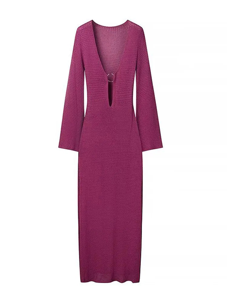 Solaré – Sexy Crocheted Maxi Dress with Flared Sleeves 7
