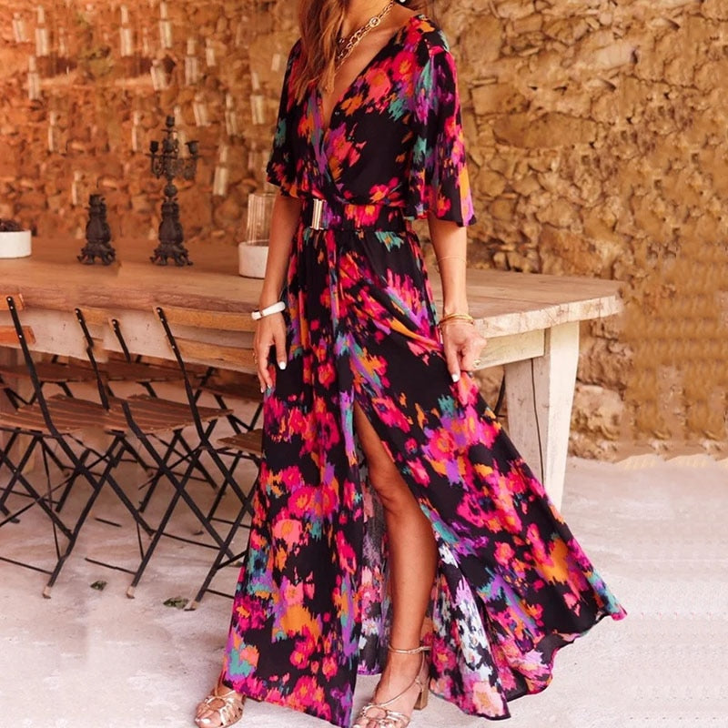 Soléava | Summer Maxi Dress with Wrap and High Slit 3