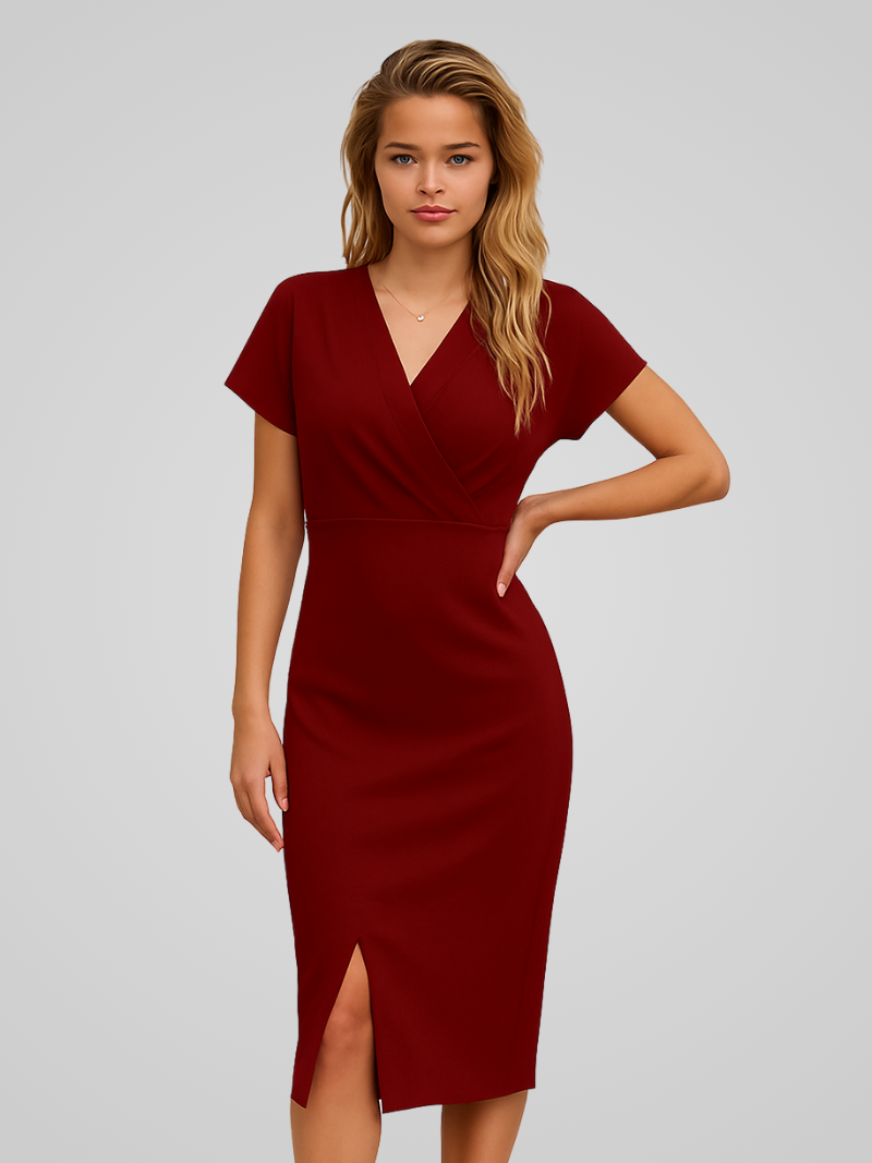 Solenne | Sleeveless Wrap Dress with Timeless Elegance 1