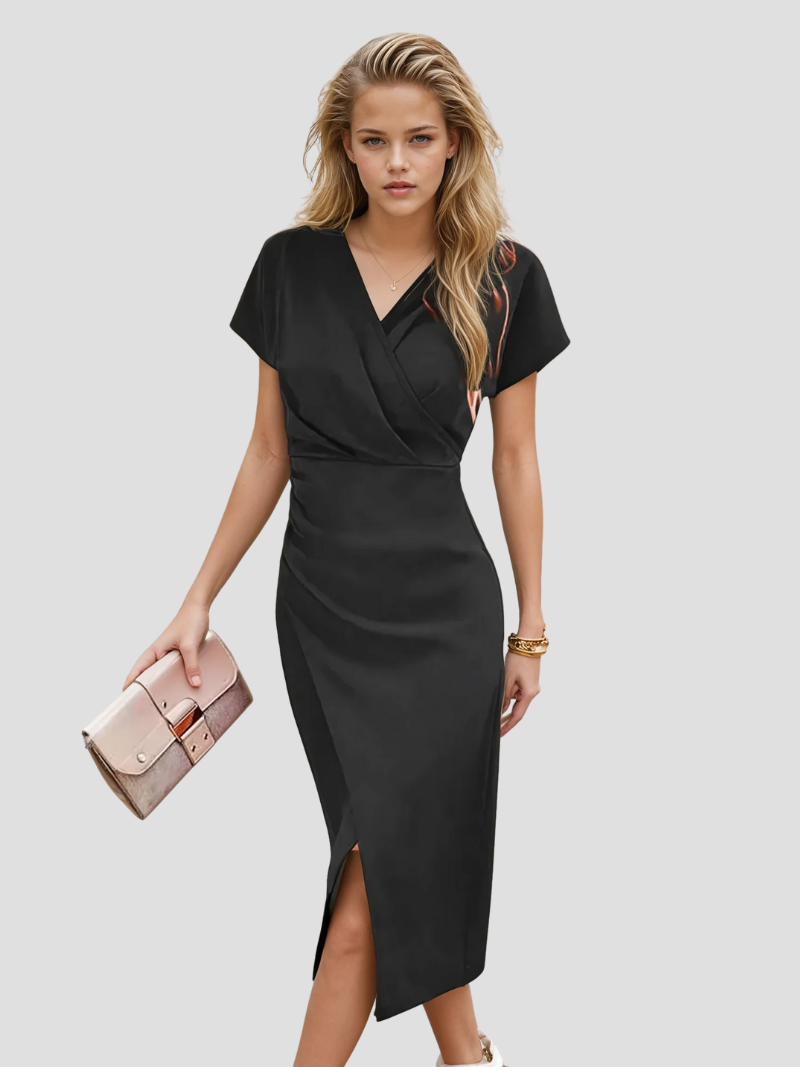 Solenne | Sleeveless Wrap Dress with Timeless Elegance 2