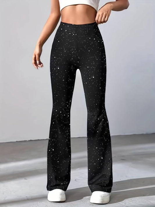 Solenya | Flared Glitter Fabric Trousers with Comfort Fit 0