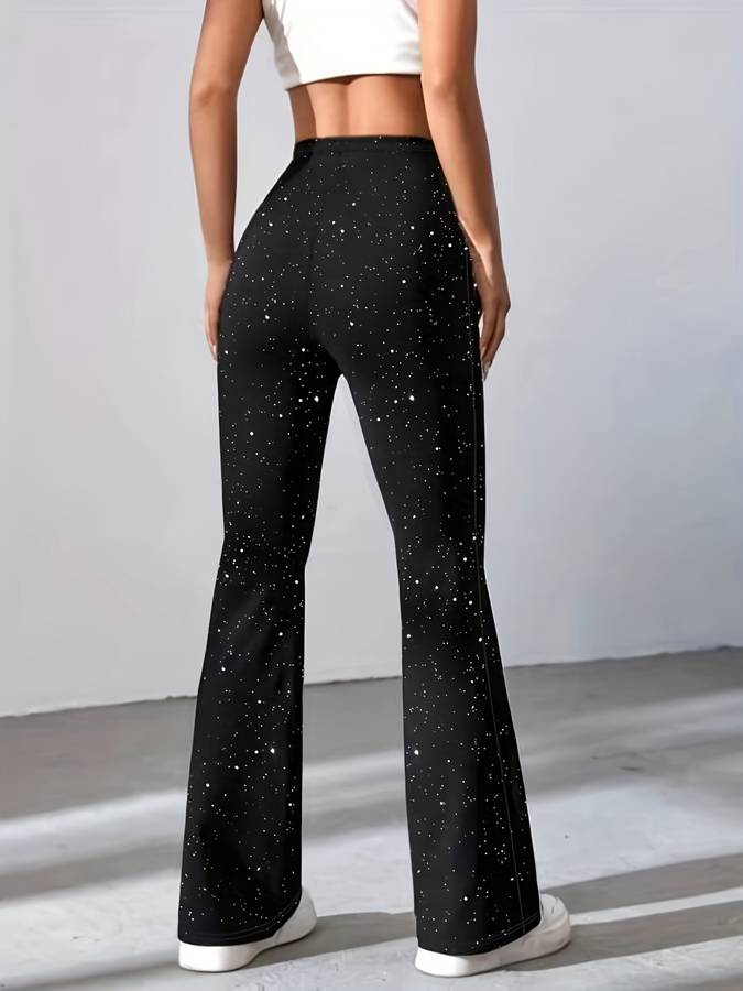 Solenya | Flared Glitter Fabric Trousers with Comfort Fit 4