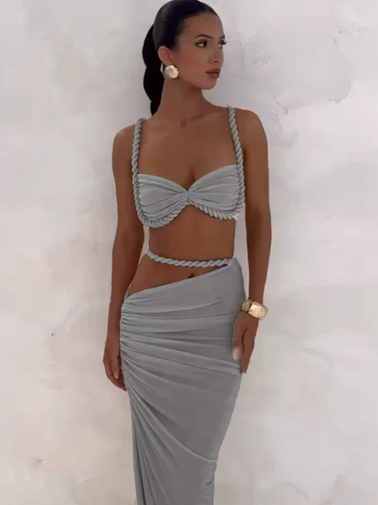 Soraya – Sexy 2-piece Bandage Set with Ruched Skirt 3