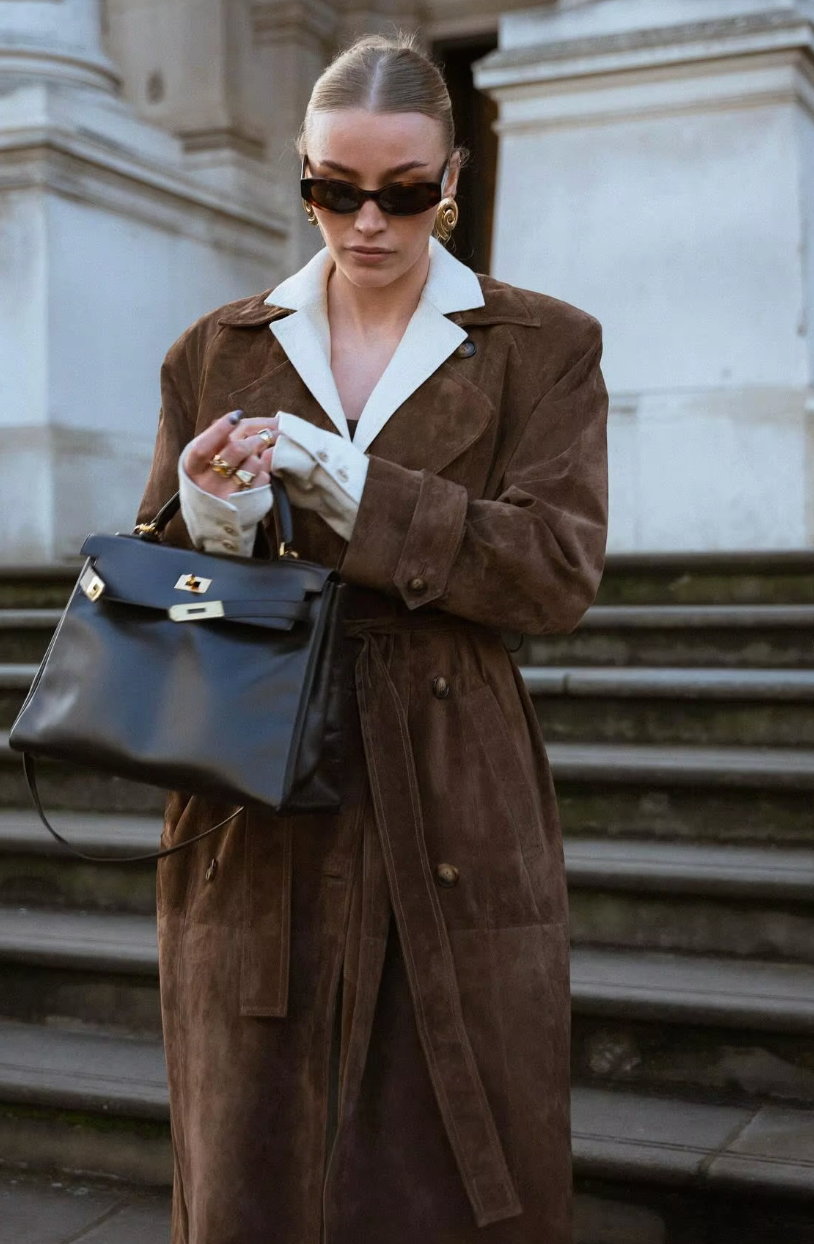 Suede women's trench coat with belt | Elegant coat for a stylish autumn look 0