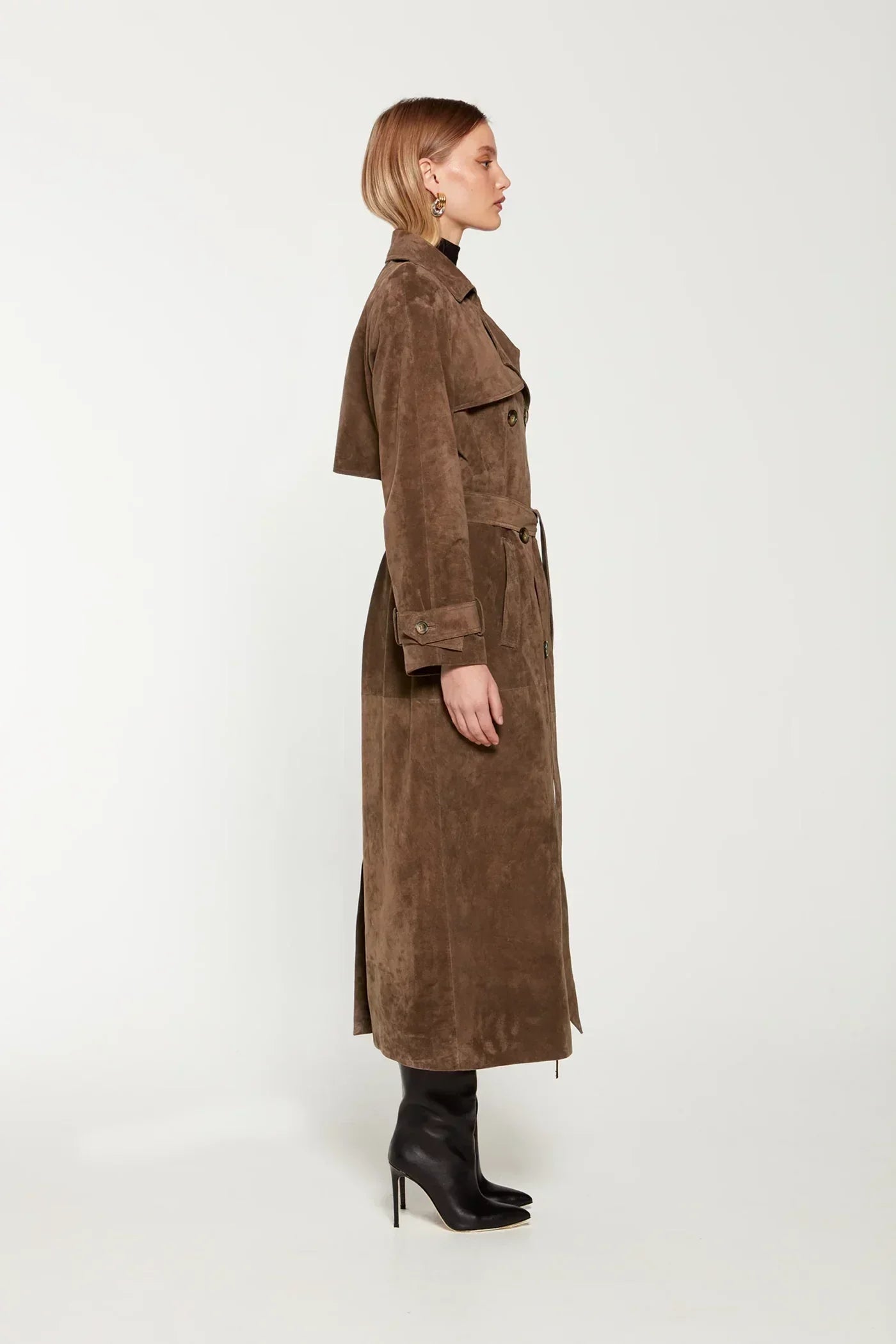 Suede women's trench coat with belt | Elegant coat for a stylish autumn look 2