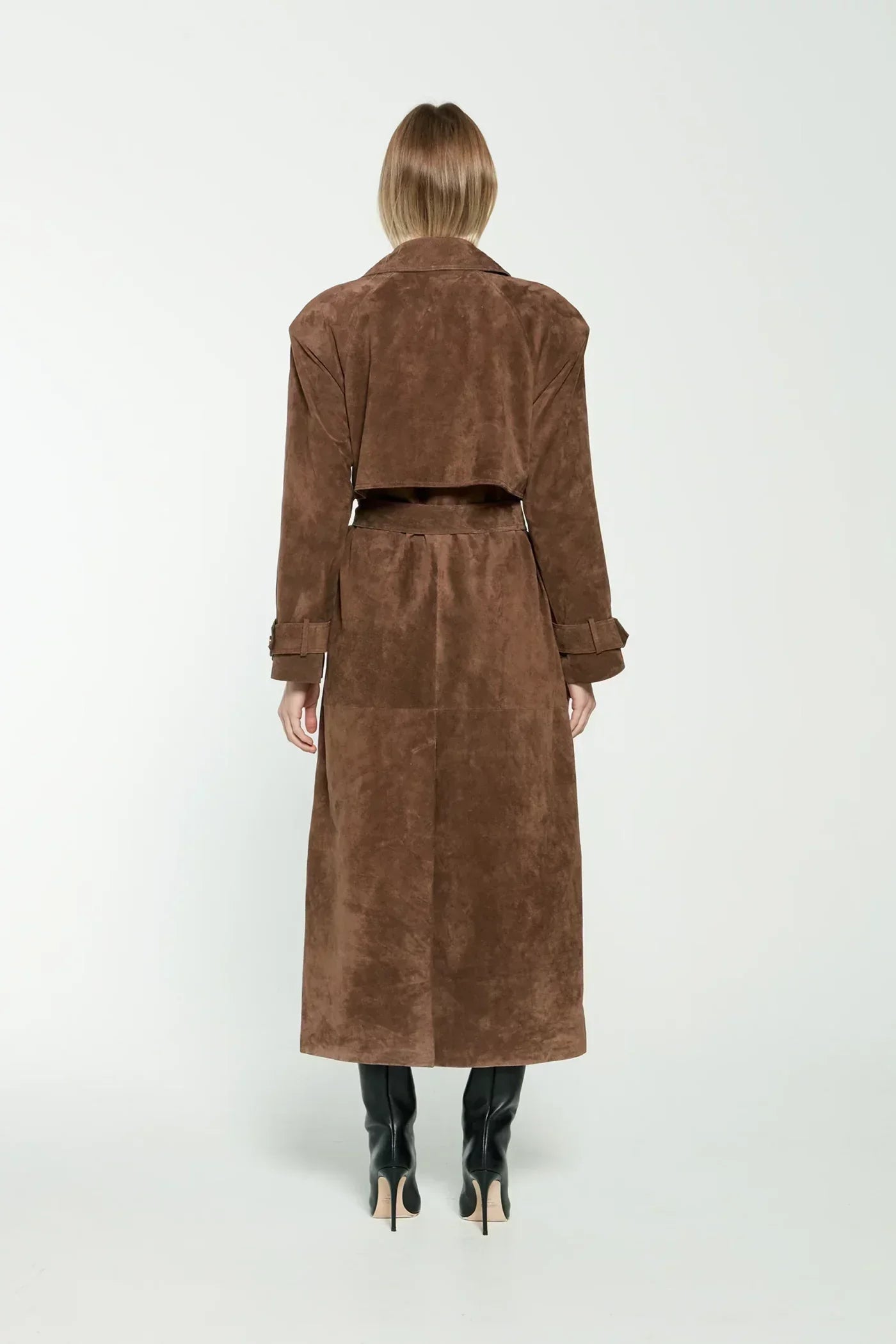 Suede women's trench coat with belt | Elegant coat for a stylish autumn look 3