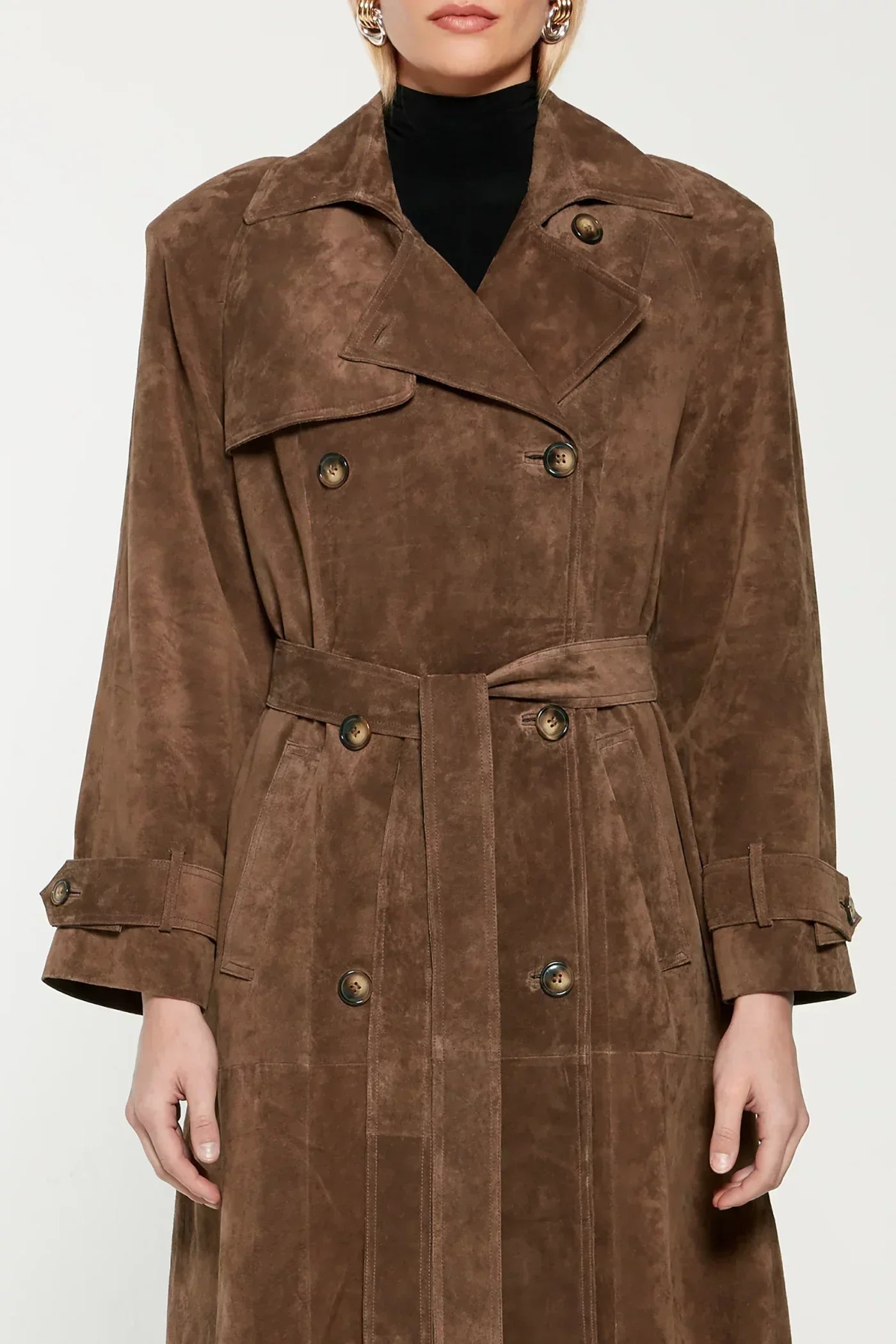 Suede women's trench coat with belt | Elegant coat for a stylish autumn look 4