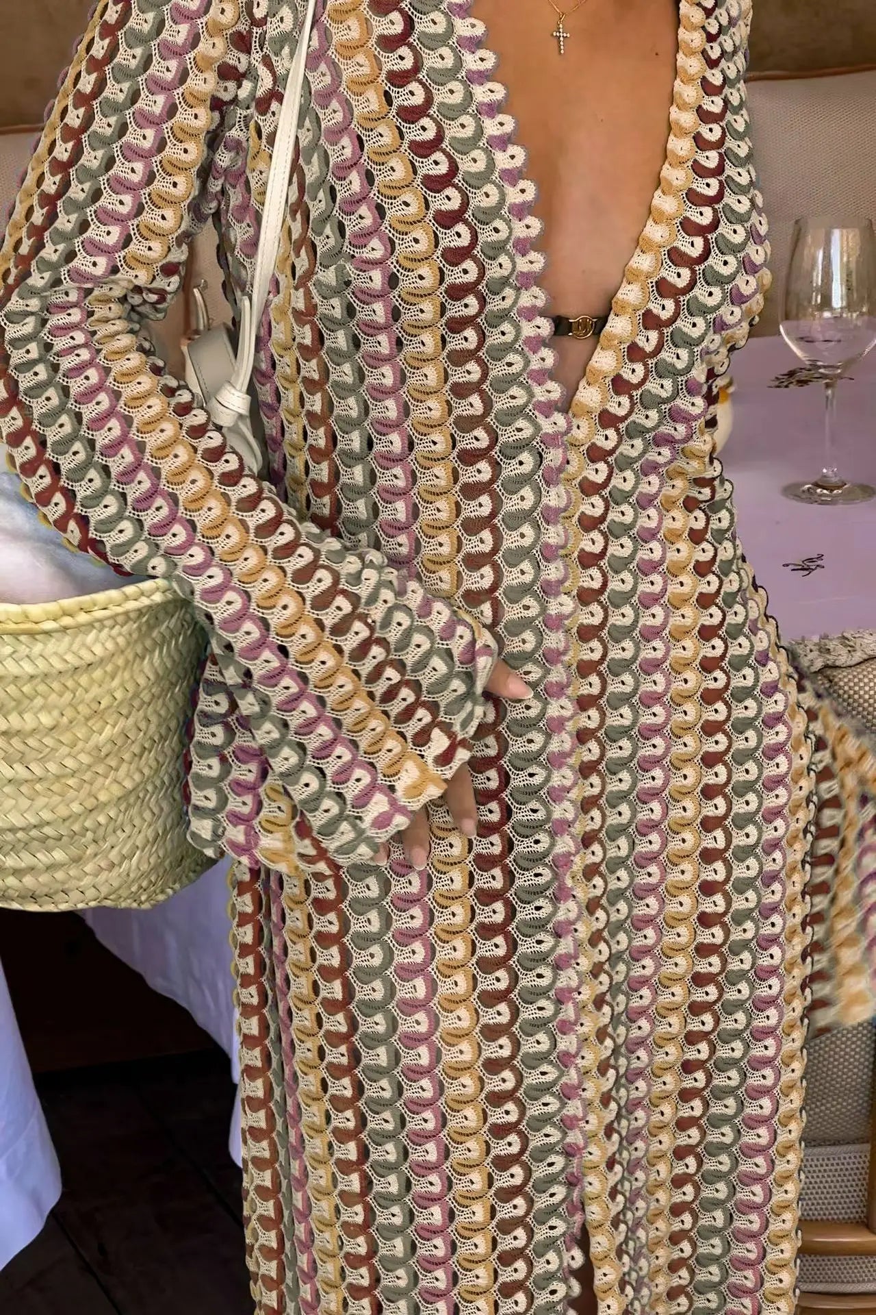 Sunset Spirit – Colorful Crocheted Maxi Dress with Slit 5