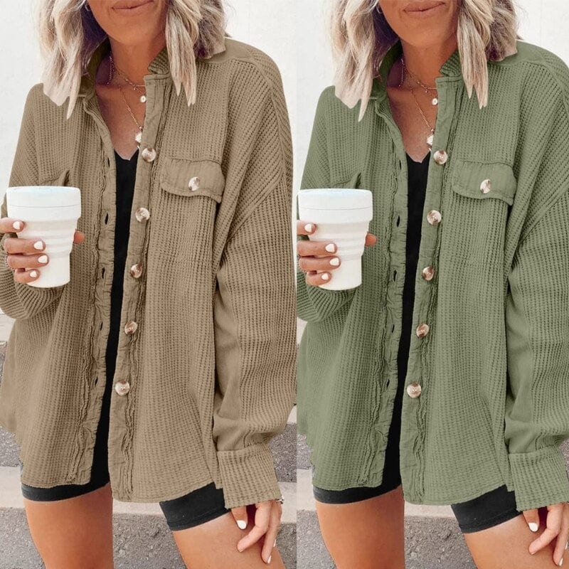 Trendy women's corduroy button-down coat | Elegant coat for casual and business looks 4