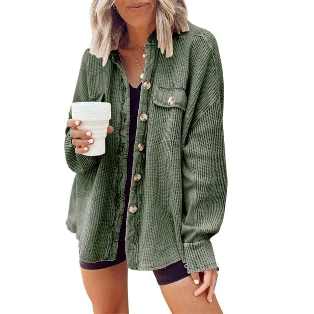 Trendy women's corduroy button-down coat | Elegant coat for casual and business looks 7