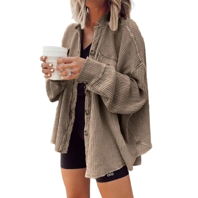Trendy women's corduroy button-down coat | Elegant coat for casual and business looks 8