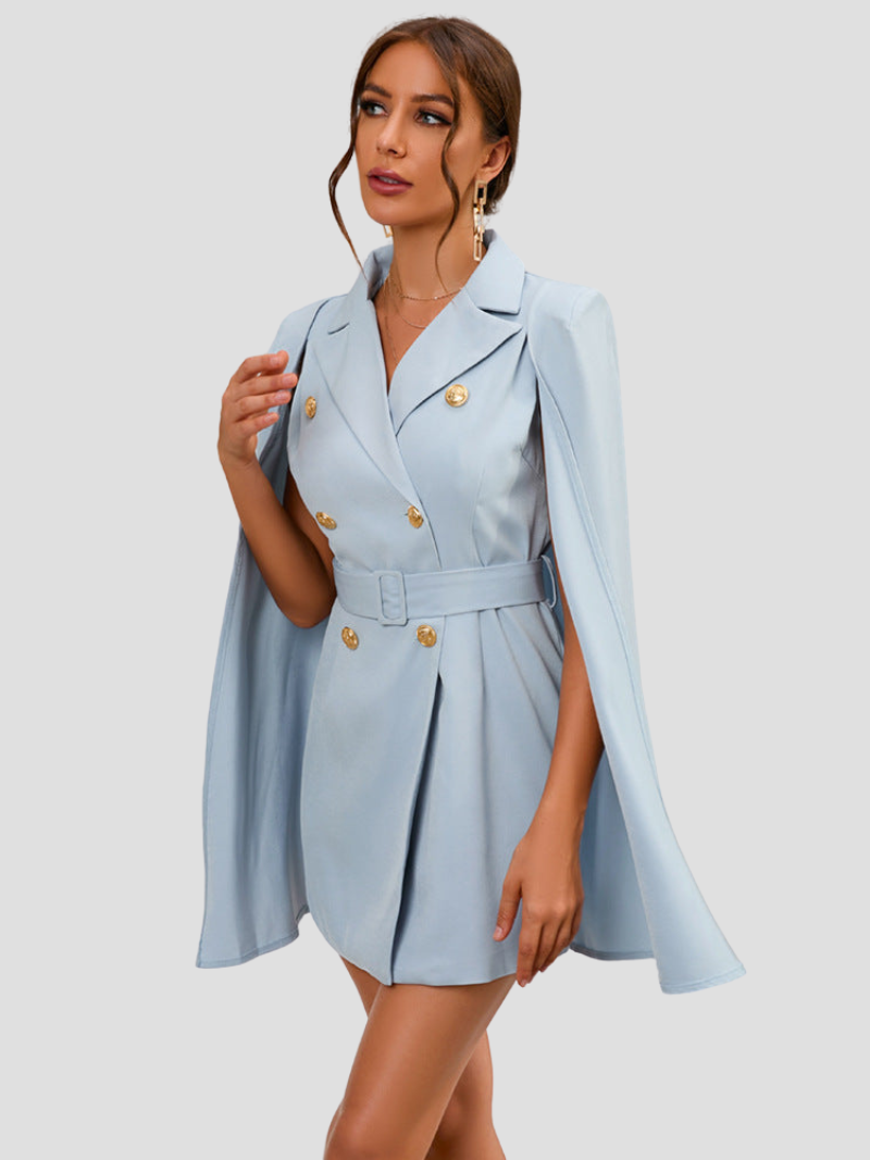 VALÉRIA | Cape Blazer Dress with Gold Details for Women 2