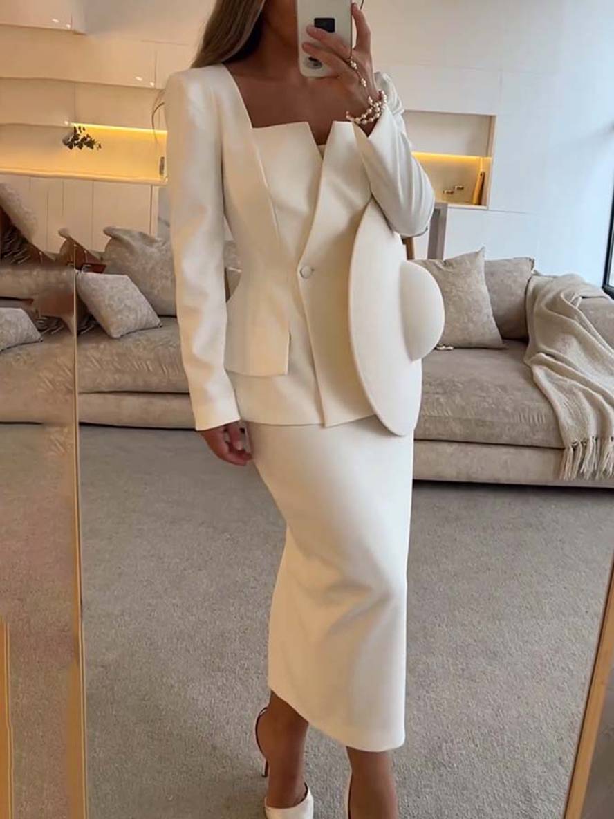 VALÉRIA | Elegant two-piece office set with blazer and skirt 5