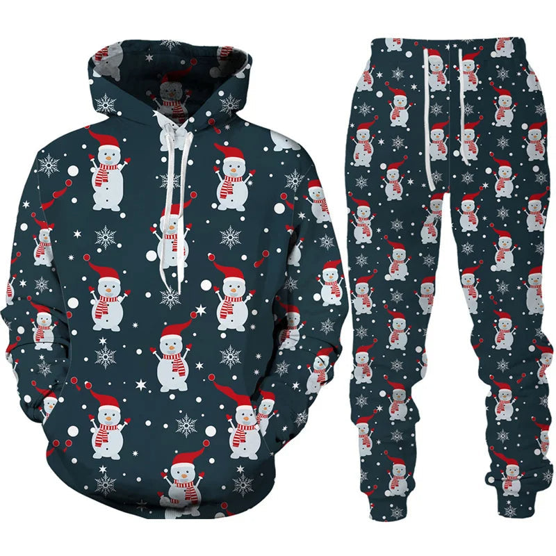 Vardi Men's Tracksuit | Oversized Hoodie with Christmas Print and Comfortable Pants 2