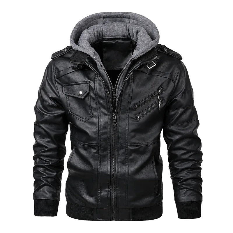 Vero men's Hooded Jacket | High-Quality Faux Leather, Vintage Style 0
