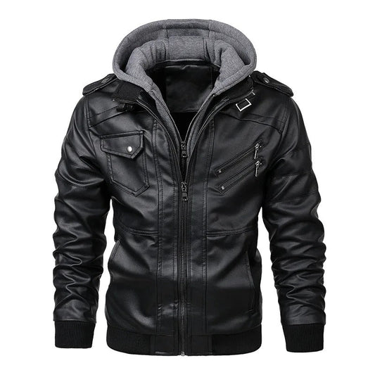 Vero men's Hooded Jacket | High-Quality Faux Leather, Vintage Style 0
