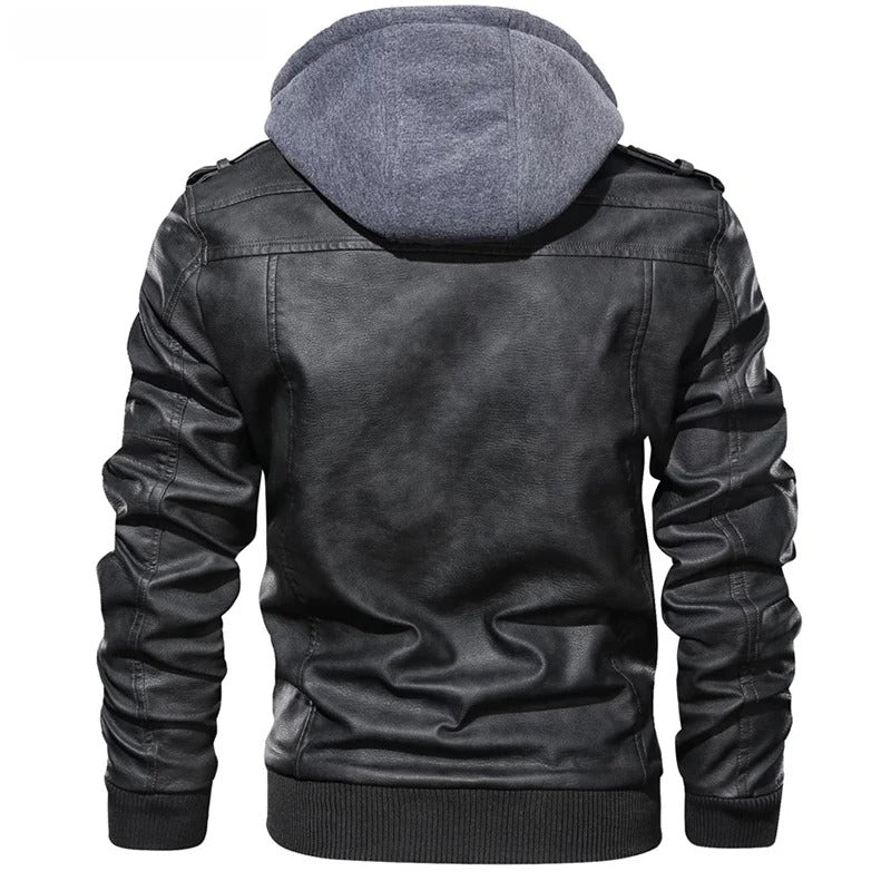 Vero men's Hooded Jacket | High-Quality Faux Leather, Vintage Style 1