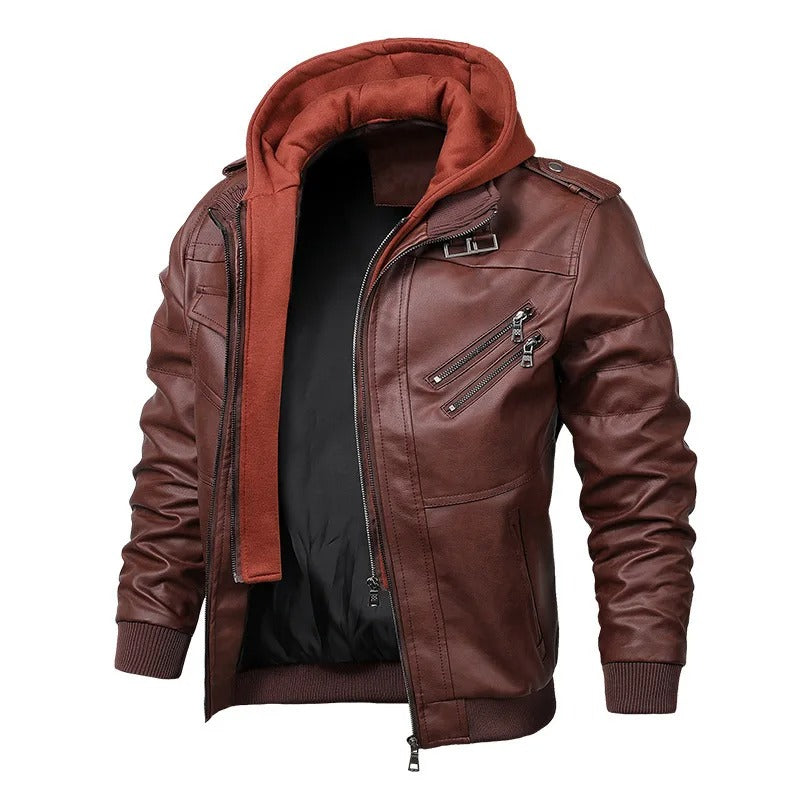 Vero men's Hooded Jacket | High-Quality Faux Leather, Vintage Style 2