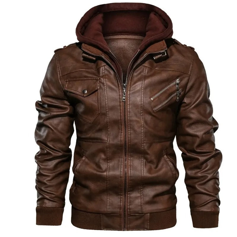 Vero men's Hooded Jacket | High-Quality Faux Leather, Vintage Style 4