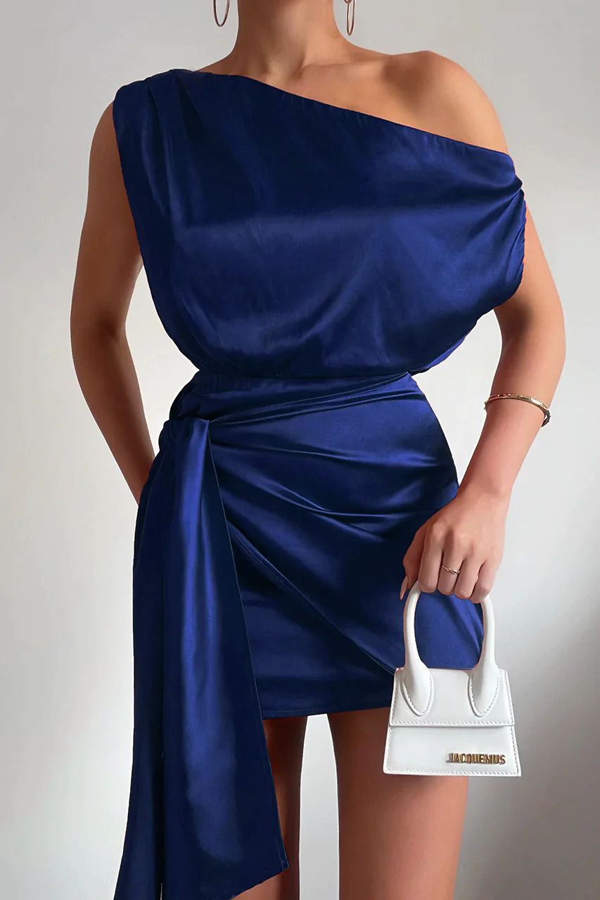 Virella | One Shoulder Mini Dress with Satin Sheen 0