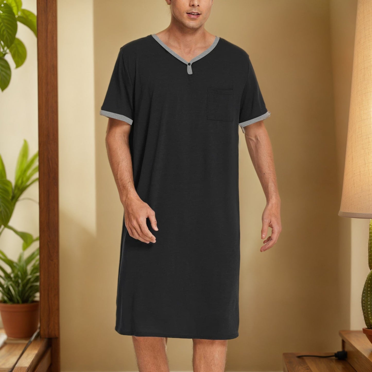 Wade Men's Night Dress | Breathable Cotton, Casual Comfort 3