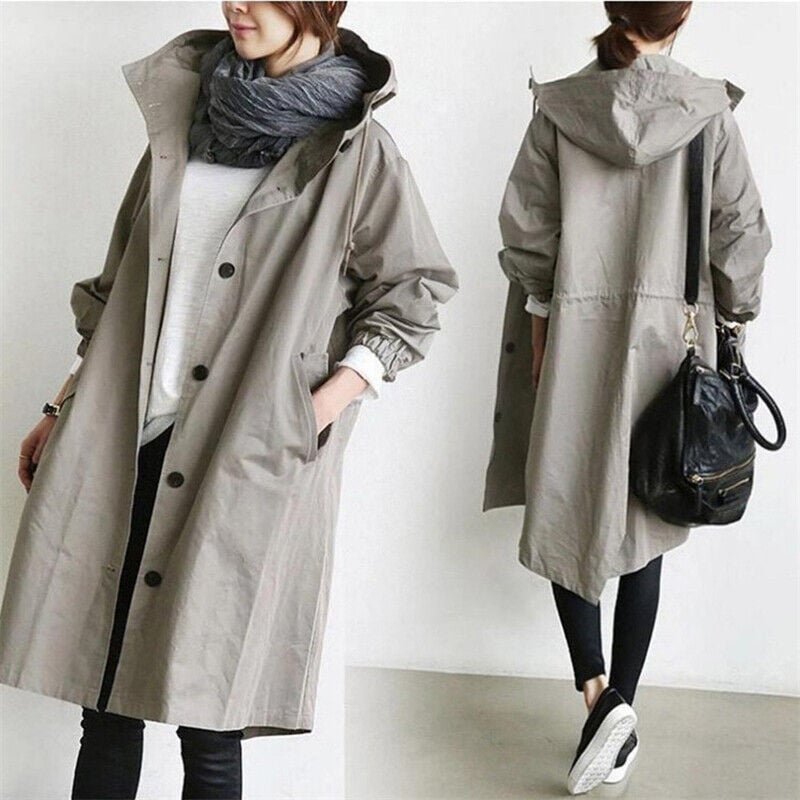 Waterproof women's hooded trench coat | Stylish transitional jacket for spring and autumn 9