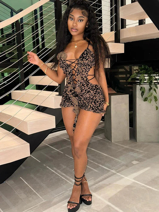 Wild Elegance – Leopard Romper with Luxury Flocking 1